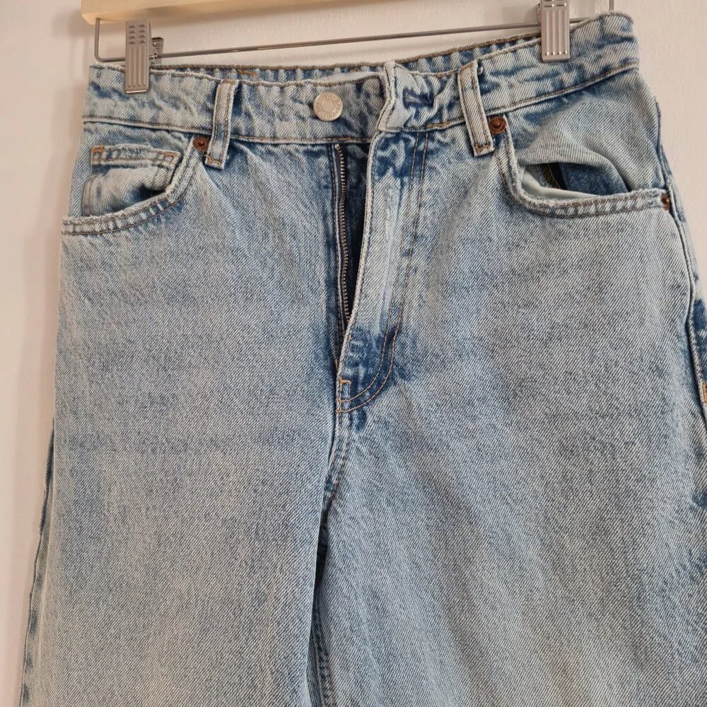 Zara full length High Rise Raw hem Frayed Blue Jeans Size Size 36,  4 US - Picture 5 of 10